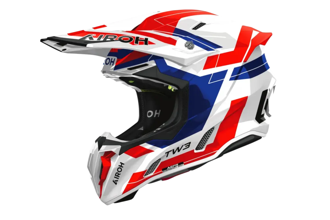 Airoh TWIST 3 Offroad-Helm in rot-blau glänzender Ausführung, Seitenansicht