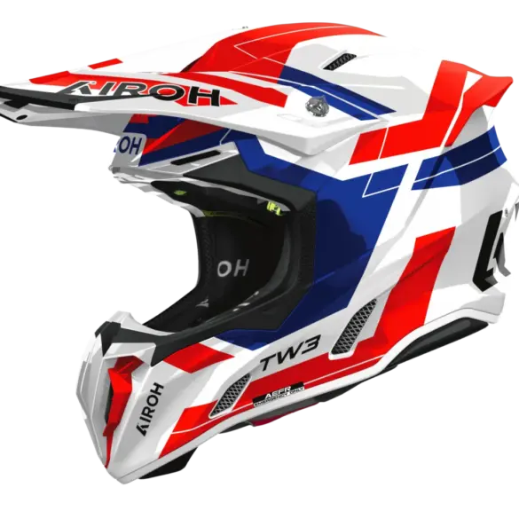 Airoh TWIST 3 Offroad-Helm in rot-blau glänzender Ausführung, Seitenansicht