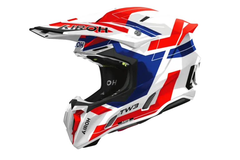 Airoh TWIST 3 Offroad-Helm in rot-blau glänzender Ausführung, Seitenansicht