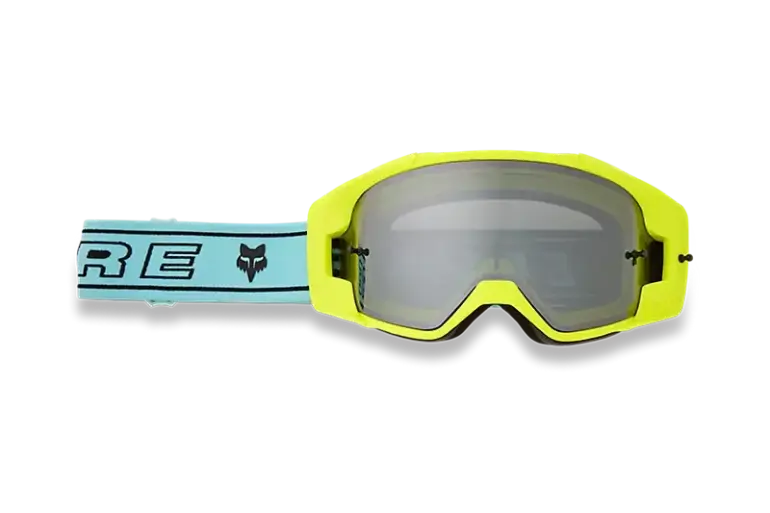 Vue Elevated Limited Edition Schutzbrille mit hellblauem Band und gelbem Rahmen für maximalen Schutz beim Motorsport