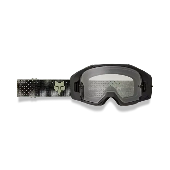 Schwarze Vue Enduro Goggle mit klarer Doppellinse und breitem elastischem Band