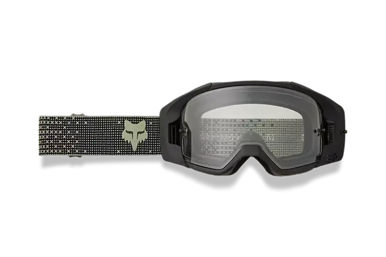 Schwarze Vue Enduro Goggle mit klarer Doppellinse und breitem elastischem Band