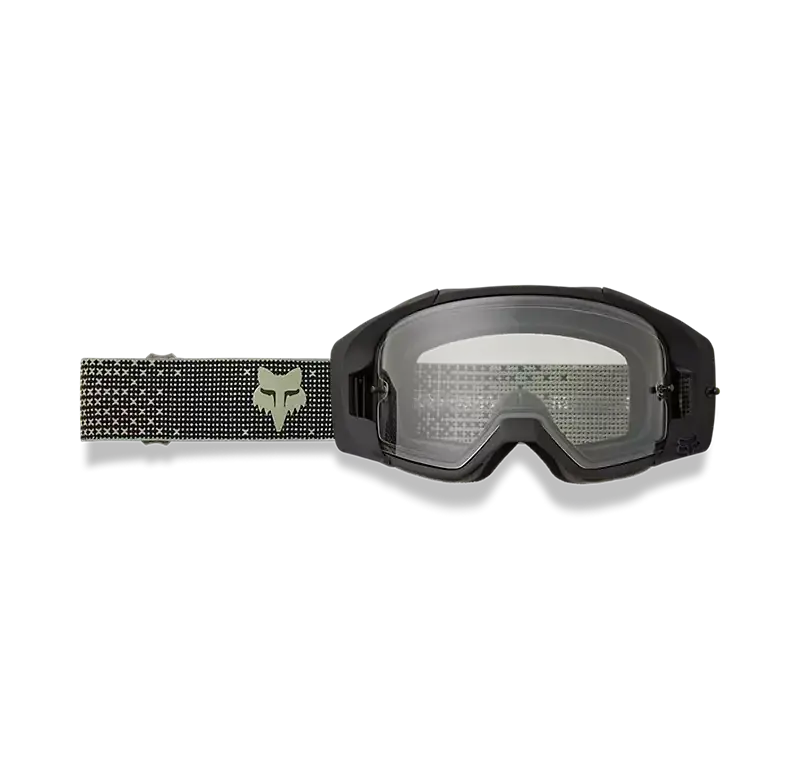 Schwarze Vue Enduro Goggle mit klarer Doppellinse und breitem elastischem Band
