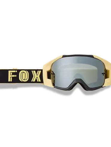 Vue Inning Vivid Mirrored Lens Goggle mit goldgelbem Rahmen und breitem, schwarzem FOX-Riemen