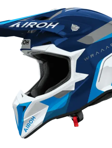 AIROH WRAAAP CONQUER Motorradhelm in Blau, Seitenansicht