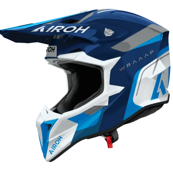 AIROH WRAAAP CONQUER Motorradhelm in Blau, Seitenansicht