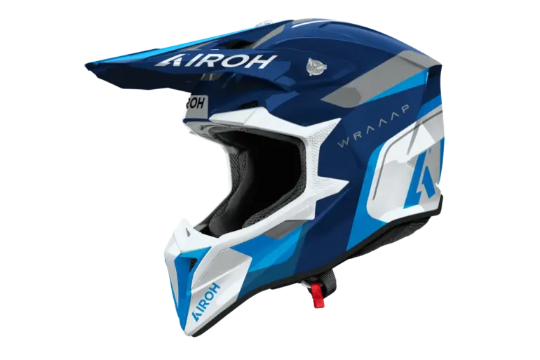 AIROH WRAAAP CONQUER Motorradhelm in Blau, Seitenansicht