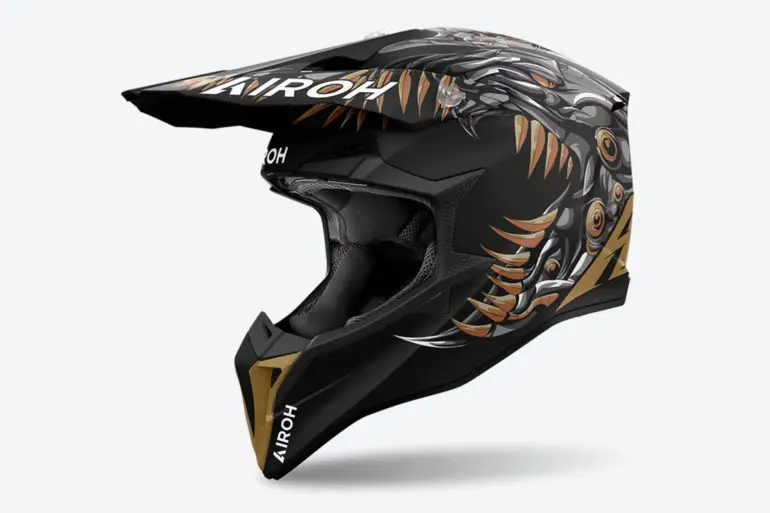 Airoh WRAAAP CYBORG Helm mit markanten Grafiken und mattem Finish, Seitenansicht