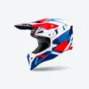 WRAAAP FEEL Motocross-Helm in blau, rot und weiß von der Seite