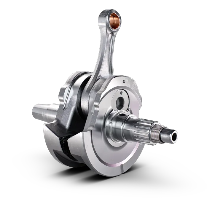 Kurbelwelle der Husqvarna FC 350, Modell 2025, freigestellt auf weißem Hintergrund