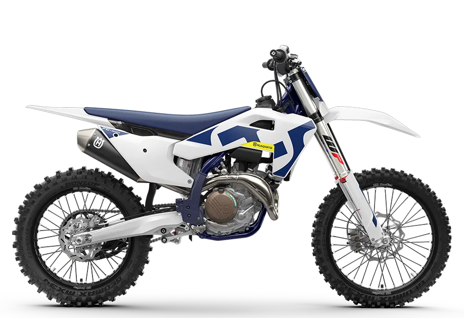 Motorrad Husqvarna FC 450 Modelljahr 2026 seitlich abgebildet