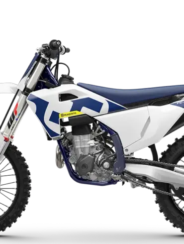 Motocross-Motorrad Husqvarna FC 450 2026, seitlich abgebildet vor transparentem Hintergrund