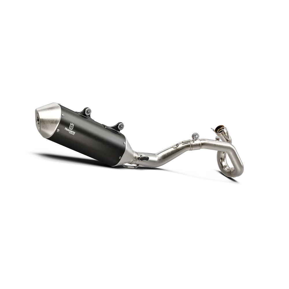 Auspuffsystem mit schwarzem Aluminium-Endschalldämpfer und Krümmer für die Husqvarna FE 501 2026