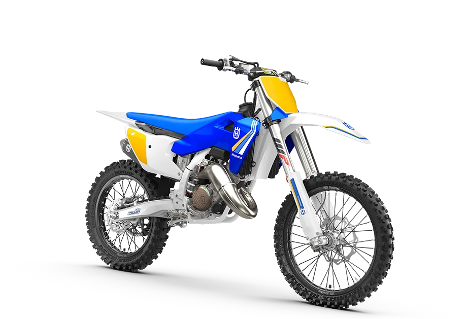 Motocross-Motorrad Husqvarna TC 125 Heritage 2025 in charakteristischem Heritage-Design