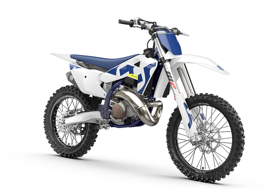 Husqvarna TC 250 2026 Motocross-Motorrad in Seitenansicht vor weißem Hintergrund.