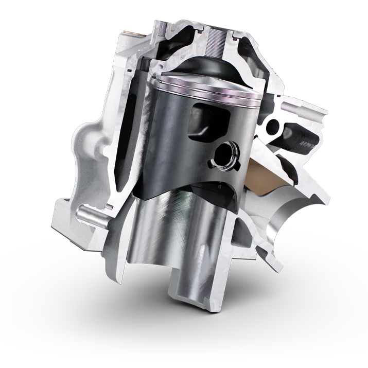 Querschnitt eines Zylinders mit Kolben des Husqvarna TC 300 Heritage Motors