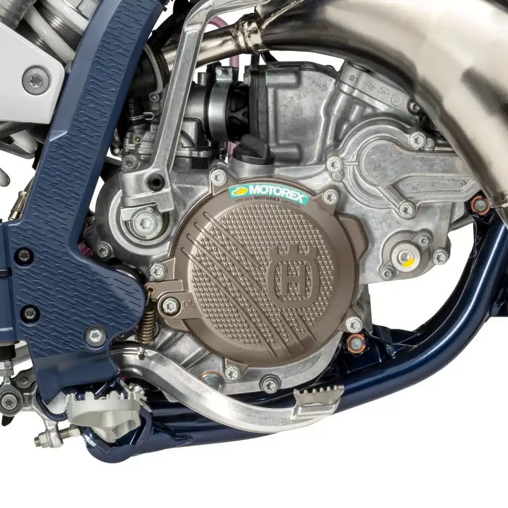Motor der Husqvarna TC 85 19/16 Modelljahr 2026 mit sichtbarem Motorgehäuse