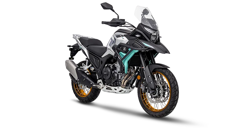 Kove 510X Motorrad, mittelgroßes Adventure-Bike mit moderner Ausstattung und Stollenreifen