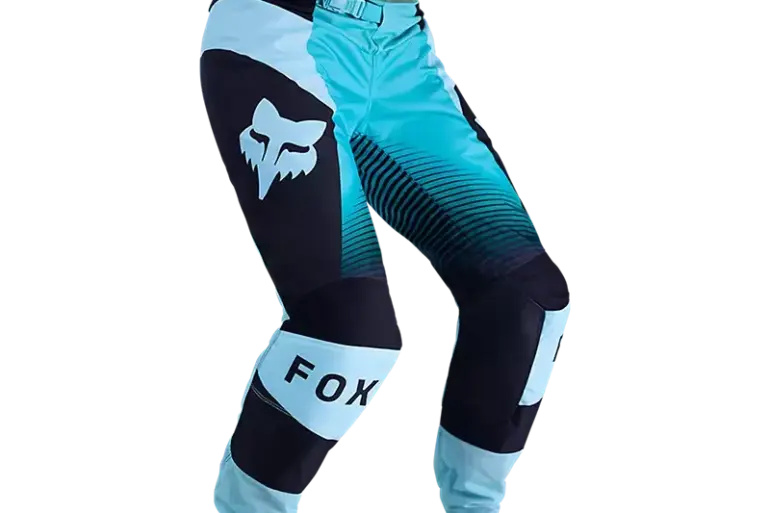 Motocross-Hose Fox 180 Collect für Damen in Türkis und Schwarz, seitliche Ansicht