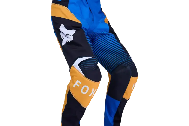 Produktfoto der FOX 180 Collect Motocross-Hose mit auffälligen Farben und Knieverstärkungen.