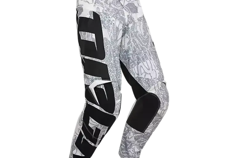 Weiße 180 DNGR-Motocross-Hose mit schwarzen Akzenten und Lederverstärkungen im Kniebereich