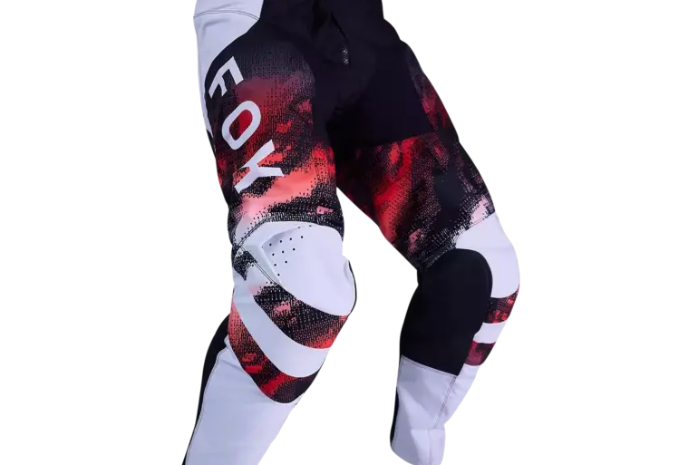 Fox 180 Kairos Motocross-Hose in Weiß und Rot mit Knieverstärkungen und sportlichem Design