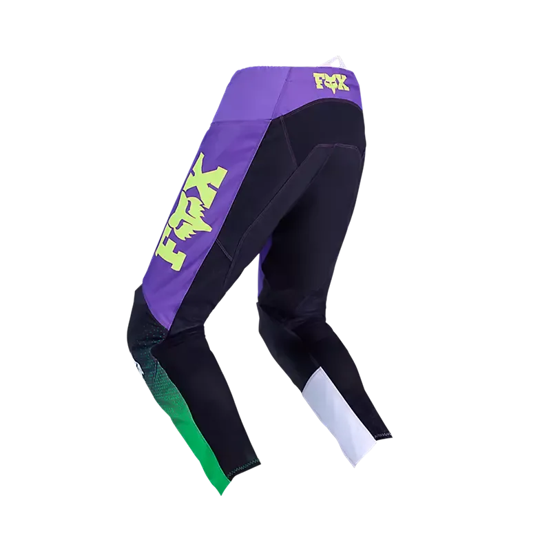 Motocross-Hose FOX in Purple/White mit FOX-Logo, ergonomischem Schnitt und robusten Verstärkungen.