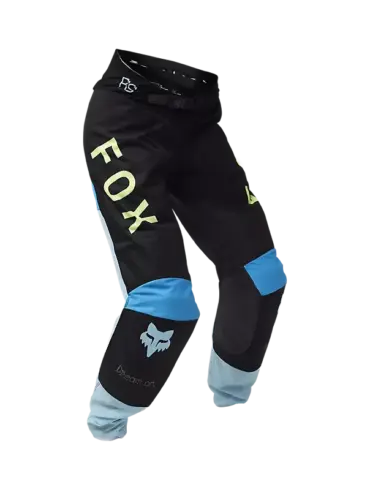 FOX 180 Race Spec Crosshose für Frauen, schwarz-blau, mit Leder-Kniepanels und Stretchzonen