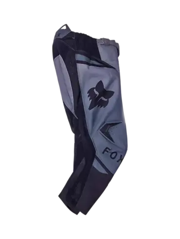 Schwarze Fox 180 Shield Kinder-Motocross-Hose mit sichtbarem Fox-Kopf-Logo in der Seitenansicht