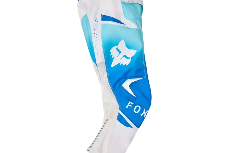 FOX 180 Shield Hose für Mädchen in Blau und Weiß, mit Leder an den Knien und auffälligem Logo-Design