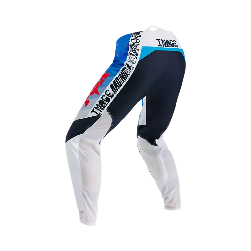 Seitenansicht der 360 Fade Motocross-Hose in Weiß und Blau mit sportlichem Design