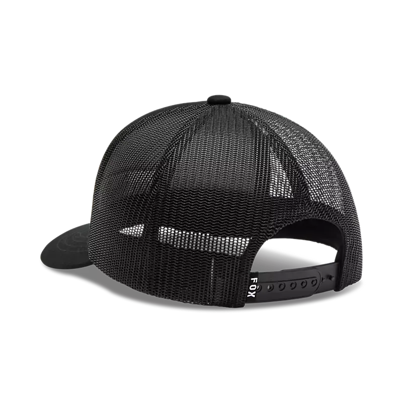 Rückansicht einer schwarzen Bolt Mesh Trucker Cap mit Mesh-Material und verstellbarem Verschluss.