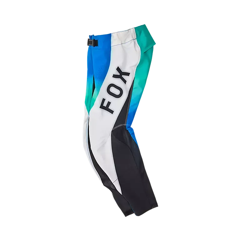 Jugend-Motocross-Hose Flexair Spire von FOX in Aqua Blau seitlich abgebildet