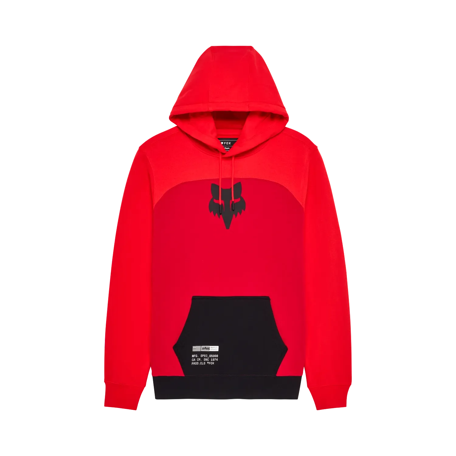 Roter Fracture Kapuzenpullover mit schwarzem Einsatz und Fox-Logo