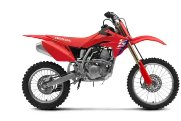 Honda CRF150R Motocross-Motorrad, komplette Seitenansicht, 2025 Modell