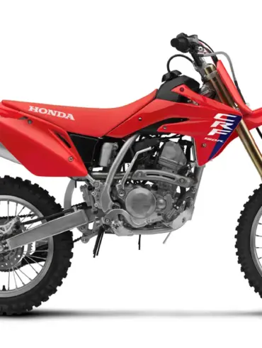 Honda CRF150R Motocross-Motorrad, komplette Seitenansicht, 2025 Modell