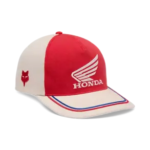 Honda Snapback Cap für Frauen in Rot und Off-White mit 3D-Stickerei und gebogenem Schirm