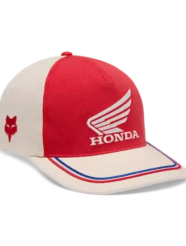 Honda Snapback Cap für Frauen in Rot und Off-White mit 3D-Stickerei und gebogenem Schirm