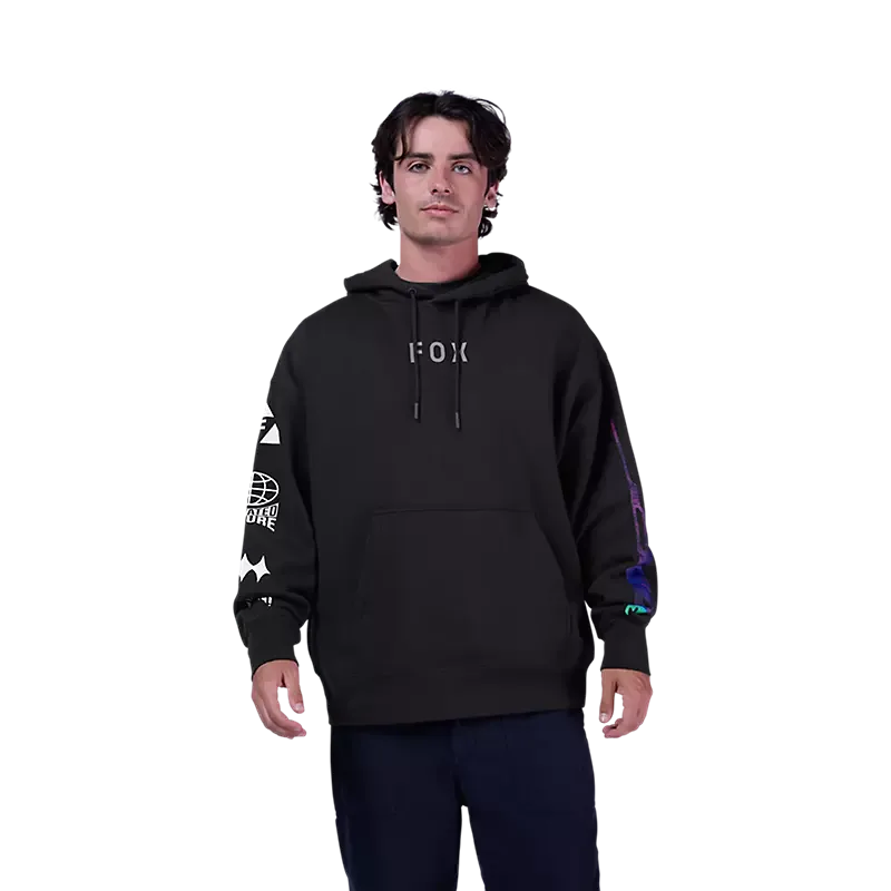 Schwarzer Image Cosmo Oversize-Kapuzenpullover mit reflektierenden Details, Frontansicht am Model