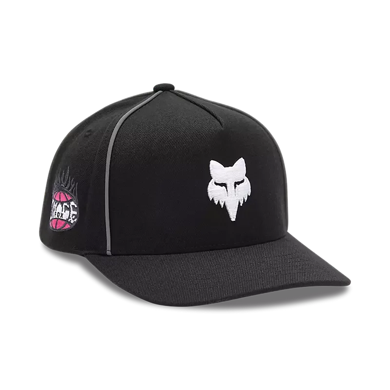 Schwarze Snapback-Mütze von Fox Racing mit reflektierenden Paspeln und gesticktem Logo