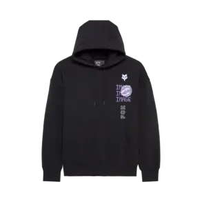 Schwarzer Image Phantom Oversized Hoodie mit violetten und weißen Grafiken auf der Vorderseite.