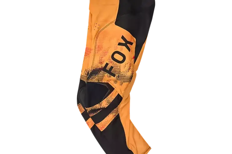 Gelb-schwarze Fox 180 Kairos Motocross-Hose für Jugendliche in seitlicher Ansicht.