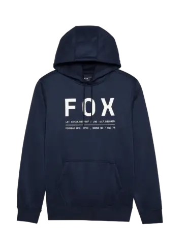 Mitternachtsblauer FOX Kapuzenpullover Non Stop mit großem Frontprint, Kängurutasche und robustem Fleece.
