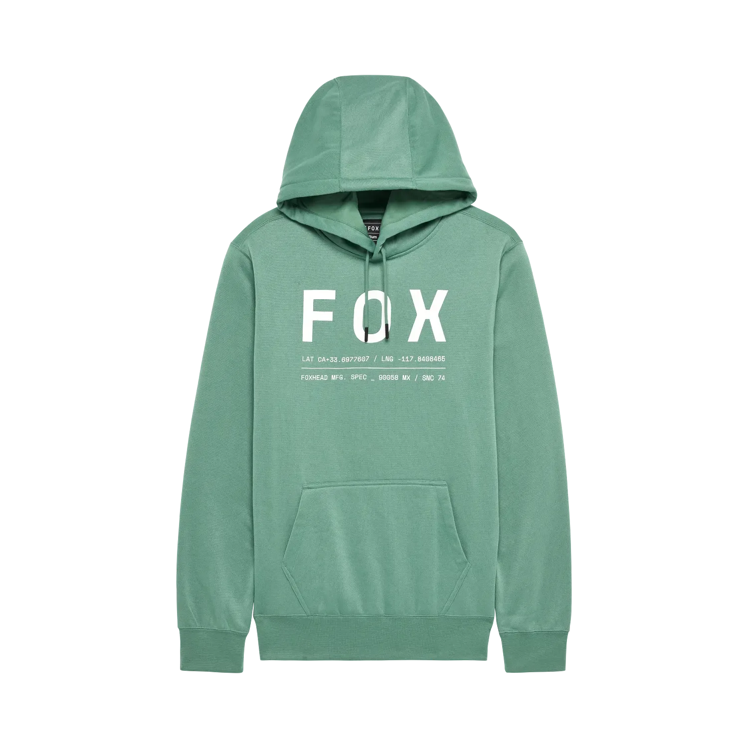 Grüner FOX Kapuzenpullover mit weißem Frontdruck und Kängurutasche für Herren