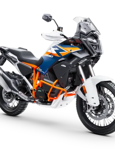 KTM 1390 Super Adventure R 2026 in Seitenansicht, Adventure-Reiseenduro mit Offroad-Ausrichtung