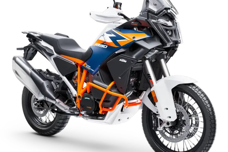 KTM 1390 Super Adventure R 2026 in Seitenansicht, Adventure-Reiseenduro mit Offroad-Ausrichtung