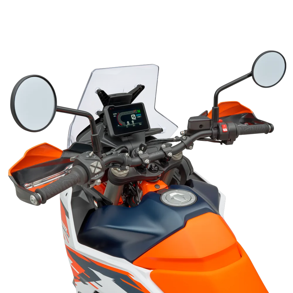 Cockpit mit TFT-Display und Bedienelementen einer KTM 890 Adventure R 2026