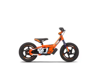 KTM SX-E 1.12 Elektro-Laufrad in Orange im Profil, speziell für Kinder