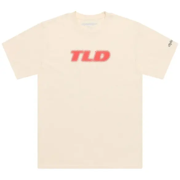 Vintage-Weiß T-Shirt mit rotem TLD Fade-Out-Logo auf der Brust