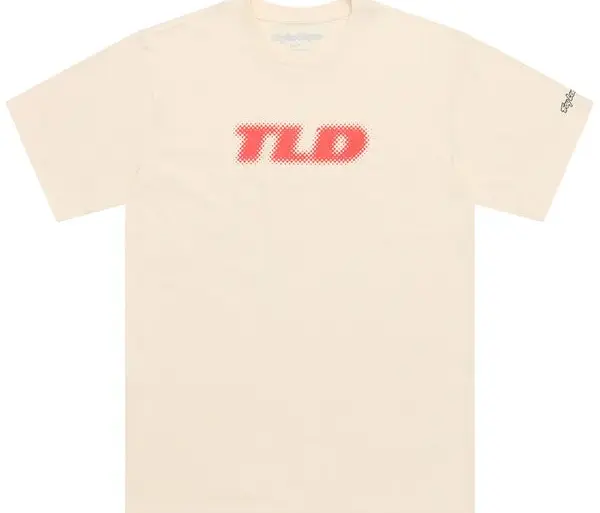 Vintage-Weiß T-Shirt mit rotem TLD Fade-Out-Logo auf der Brust